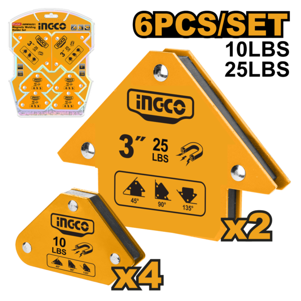 Jogo de Esquadro Magnetico para Soldador C/6 peças Ingco AMWH6001