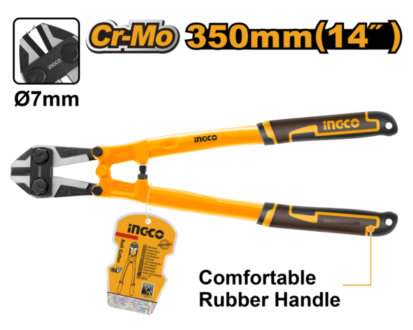 Tesoura Corta Vergalhão Cr-V Com Cabo Emborrachado De 14" Ingco HBC0814