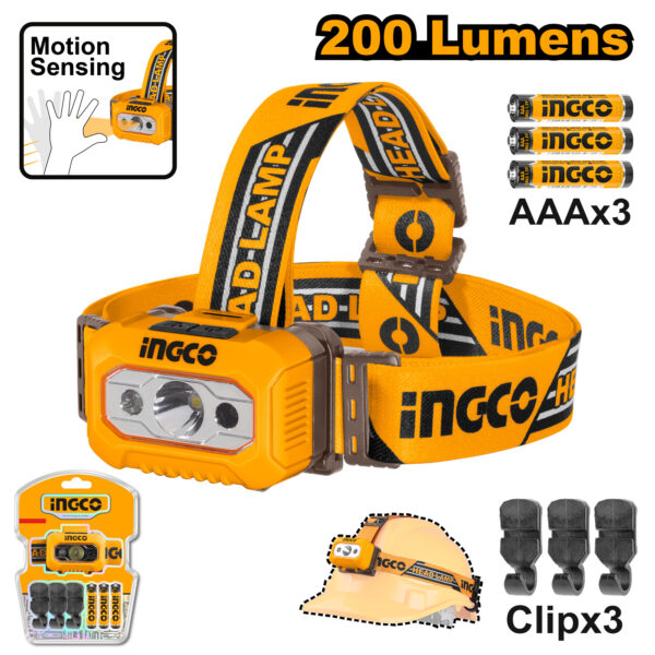 Lanterna De Cabeça 200 Lumens Ingco HHL013AAA8