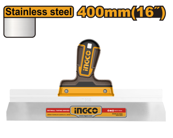 Espátula Aço Inox para Drywall 400mm Ingco HPUT78400