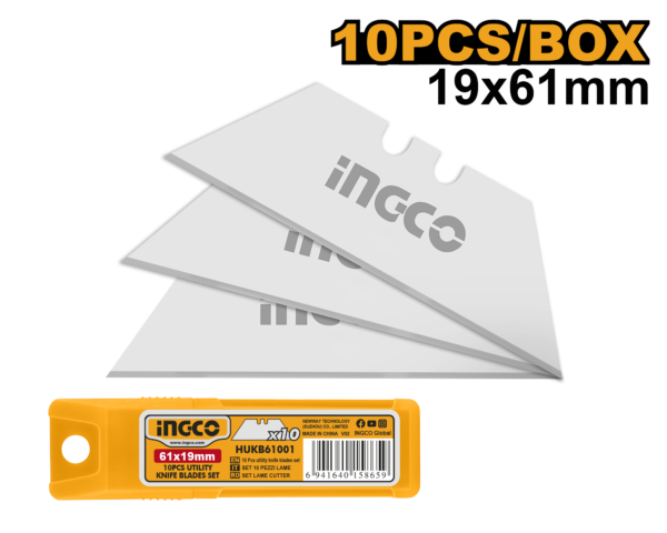 Jogo De Laminas Trapezoidais P/Estilete 61x19mm C/10pc Ingco HUKB61001