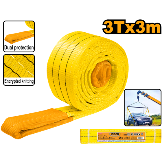 CINTA PARA ELEVAÇÃO DE CARGA 3TX3M AMARELA INGCO HWSP0303
