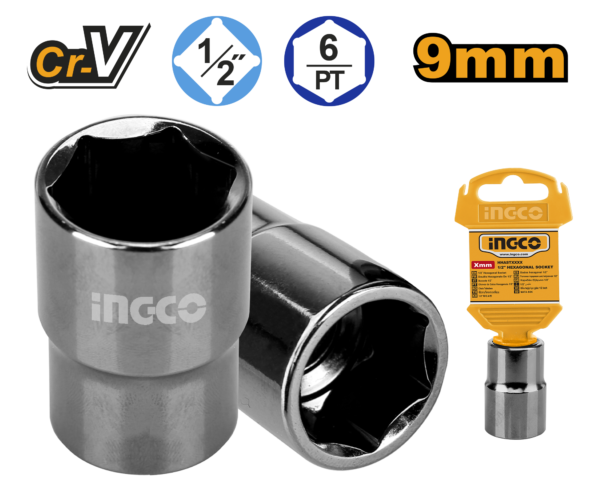 SOQUETE SEXTAVADO 1/2" 9MM INGCO HHAST12091