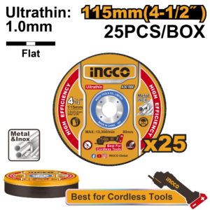 DISCO DE CORTE PARA METAL 4.1/2" (115X1,0X22,2MM) C/25 PC INGCO MCD11011525