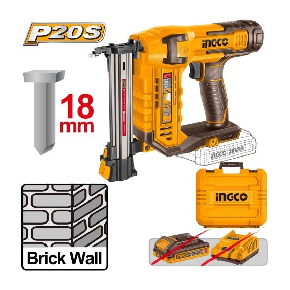 PINADOR ST18MM (18MM) À BATERIA 20V INGCO  (NÃO ACOMPANHA BATERIA) CSTLI3805