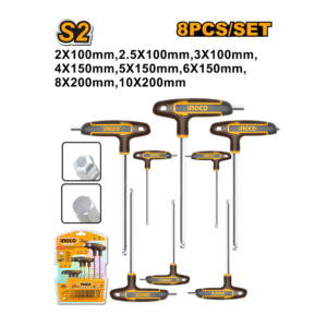 JOGO DE CHAVE TIPO TEE PONTA BOLA HEXAGONAL C/8PC INGCO HHKT80828