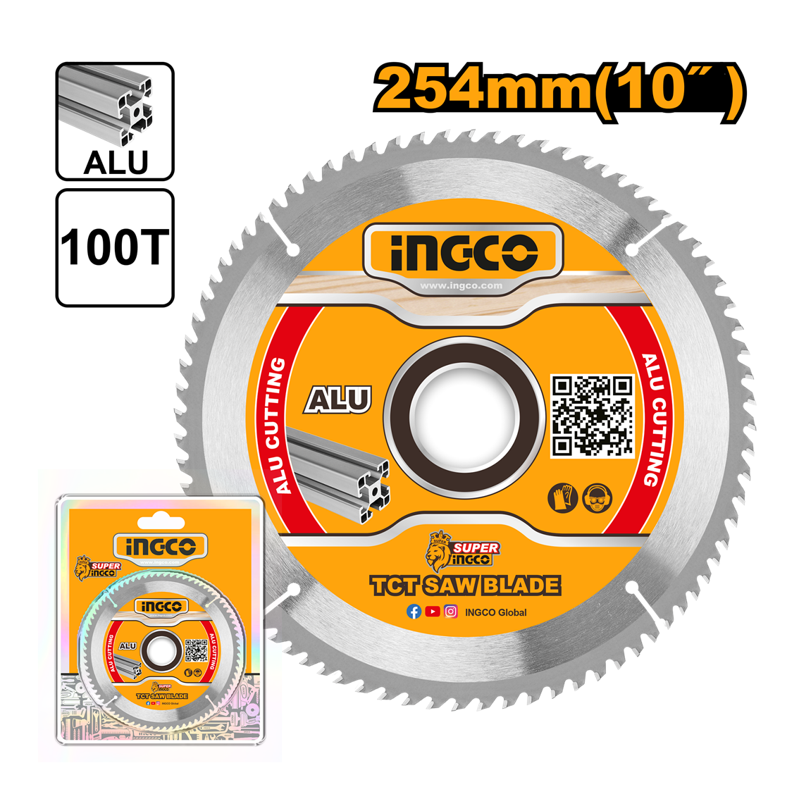 DISCO DE SERRA ESQUADRIA P/ALUMINIO 254MMX100D INGCO TSB3254210