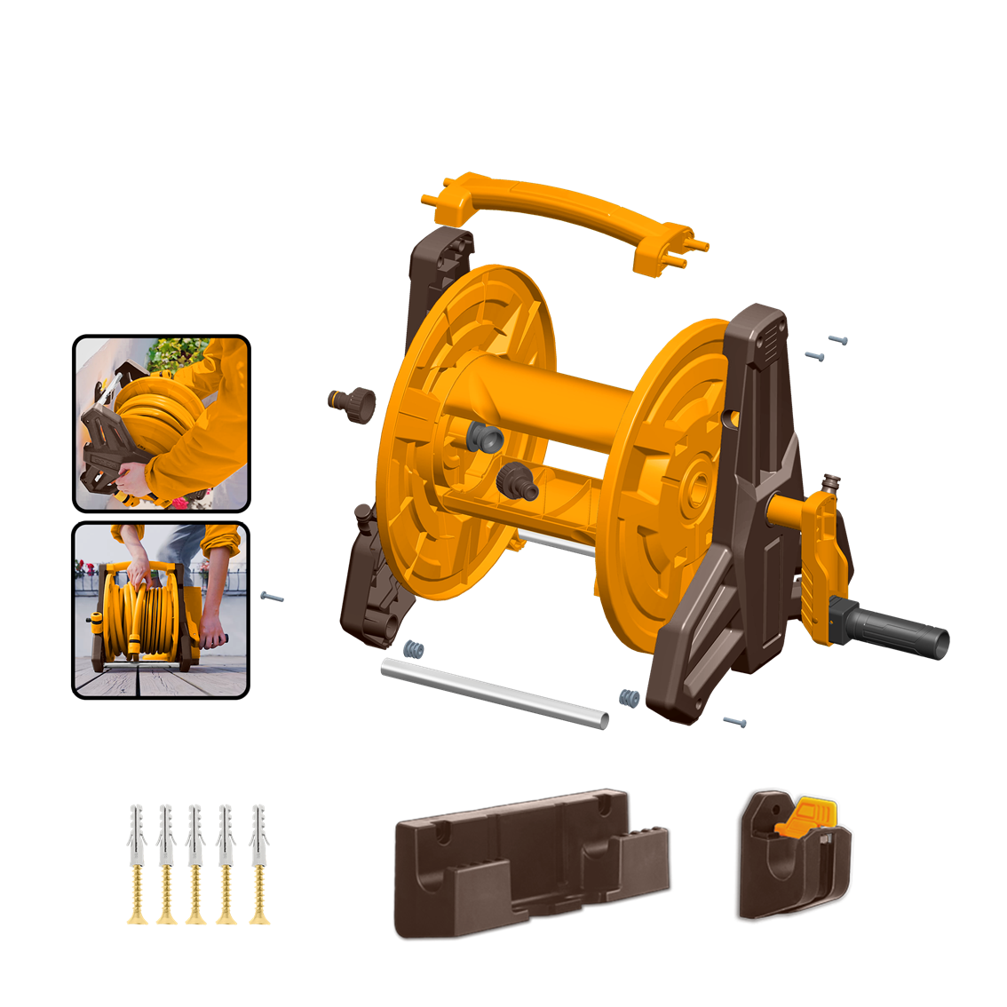 ENROLADOR PORTATIL DE MANGUEIRA DESMONTADO 1/2"X40M INGCO HHR40121